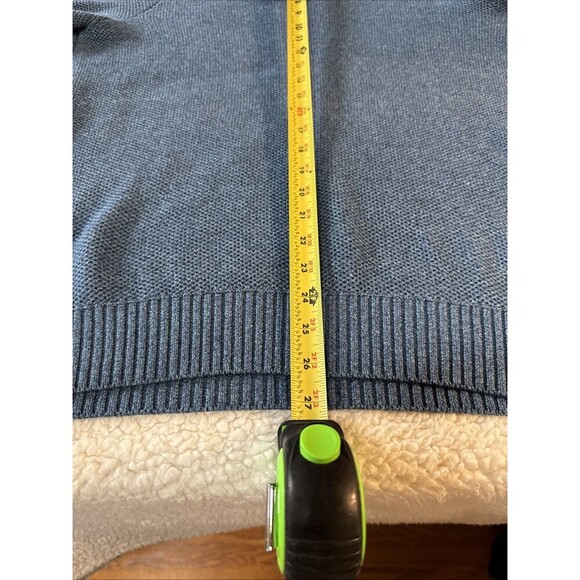 Joseph Abboud Blue Fisherman's Cowl Neck Sweater L Mens Elbow Patches - Picture 9 of 10